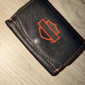 Harley-Davidson Black and Orange Leather Wallet